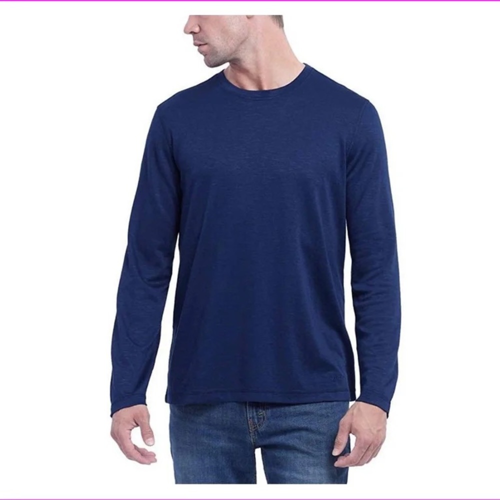 Orvis Men's Long Sleeve Crew neck Classic Fit Slub Shirt - Deep Blue Size Medium